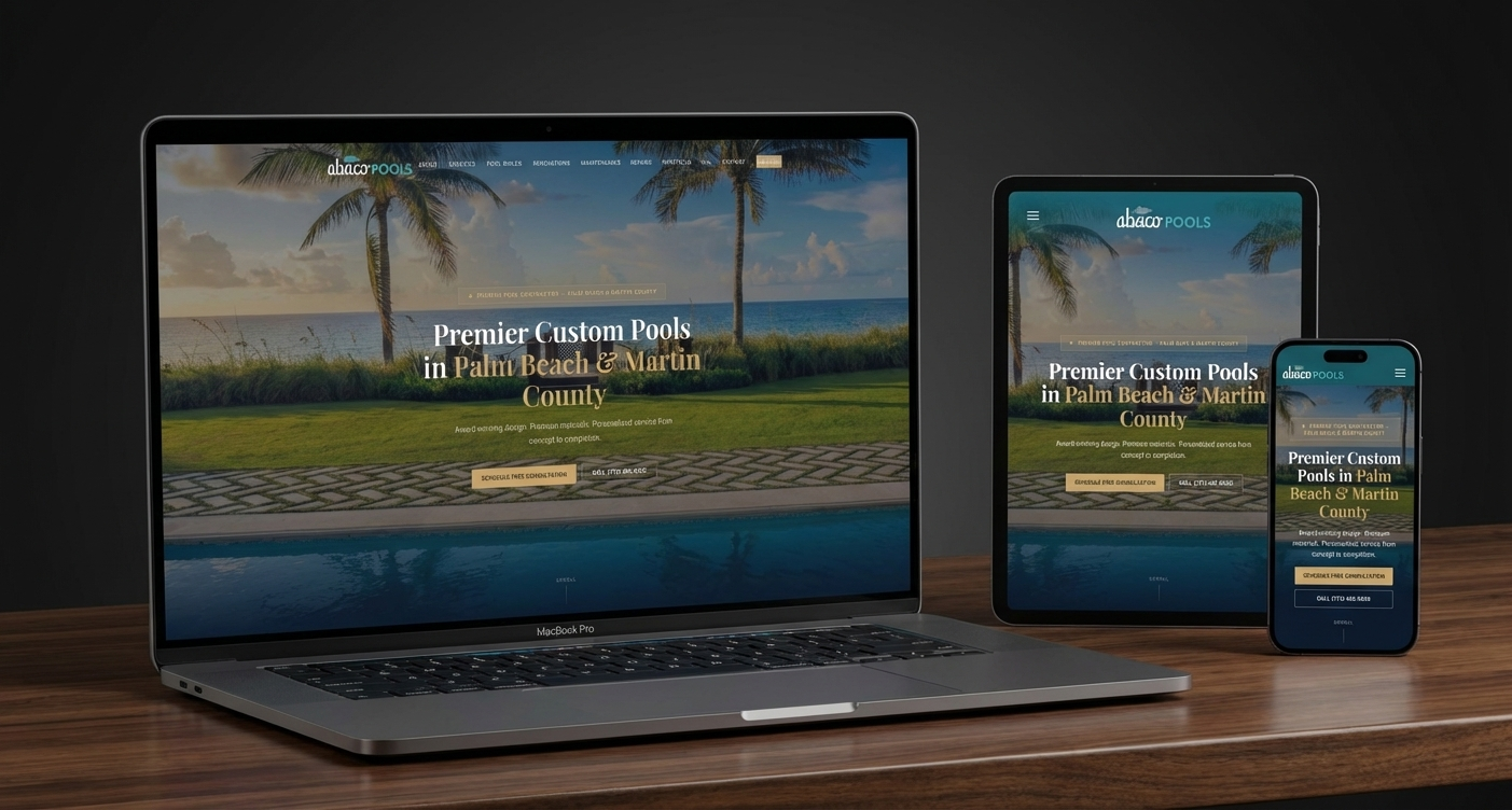 Abaco Pools Website on Devices